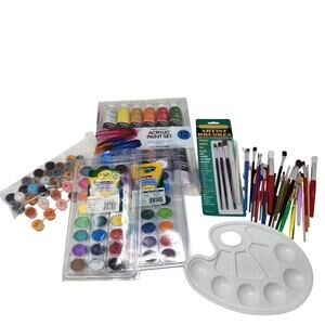 Art Supplies Set Bundle Watercolor Acrylic Paints and Paint Brushes Palette